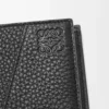 Puzzle-Bifold-Geldbörse aus geschmeidigem genarbtem Kalbsleder Schwarz