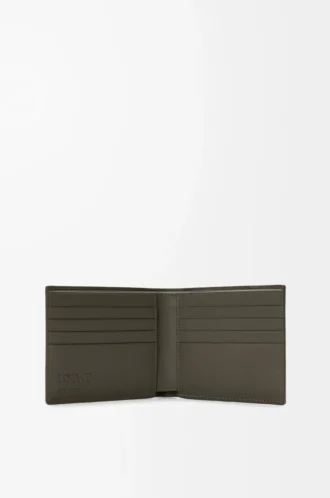 Puzzle-Bifold-Geldbörse aus klassischem Kalbsleder in Dunkelkhaki
