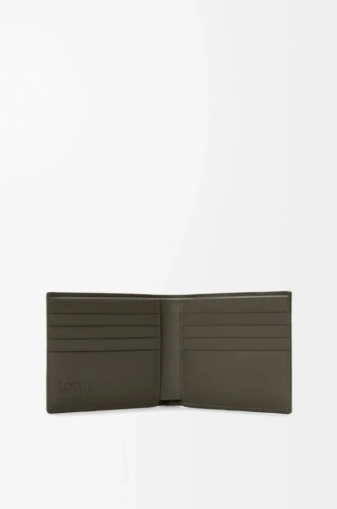 Puzzle-Bifold-Geldbörse aus klassischem Kalbsleder in Dunkelkhaki