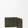 Puzzle-Bifold-Geldbörse aus klassischem Kalbsleder in Dunkelkhaki
