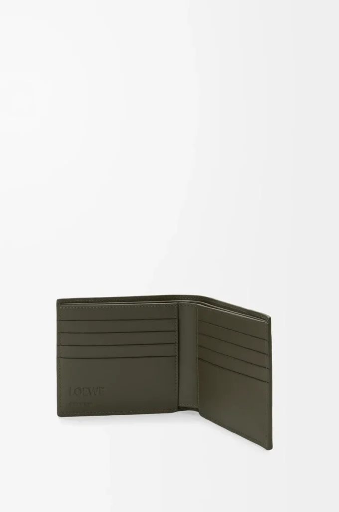 Puzzle-Bifold-Geldbörse aus klassischem Kalbsleder in Dunkelkhaki