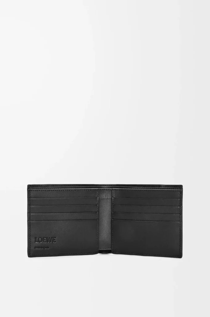 Puzzle-Bifold-Geldbörse aus klassischem Kalbsleder in Schwarz