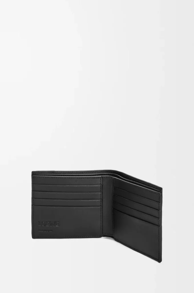 Puzzle-Bifold-Geldbörse aus klassischem Kalbsleder in Schwarz