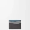 Puzzle-Kartenetui aus klassischem Kalbsleder in Asphalt Grey/Storm Blue