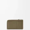 Puzzle langer Kartenhalter aus klassischem Kalbsleder Dunkelkhaki