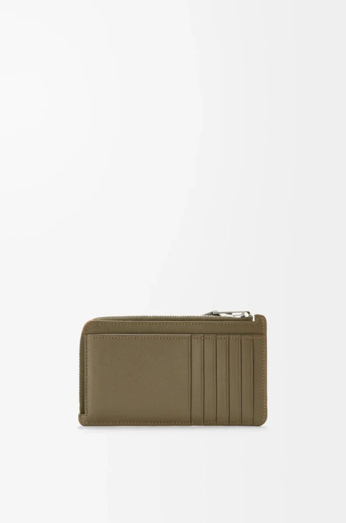 Puzzle langer Kartenhalter aus klassischem Kalbsleder Dunkelkhaki