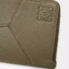 Puzzle langer Kartenhalter aus klassischem Kalbsleder Dunkelkhaki