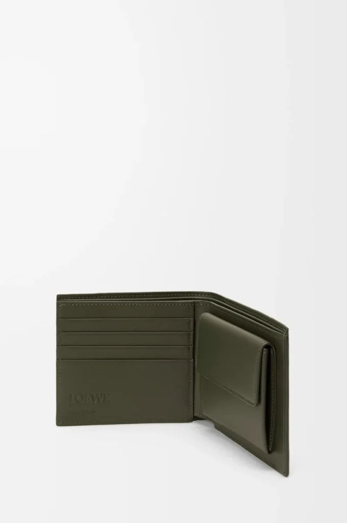 Puzzle-Münzfach aus klassischem Kalbsleder in Dark Khaki