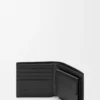 Puzzle-Münzfach-Bifold-Geldbörse aus geschmeidigem genarbtem Kalbsleder Schwarz