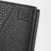 Puzzle-Münzfach-Bifold-Geldbörse aus geschmeidigem genarbtem Kalbsleder Schwarz
