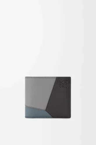Puzzle-Münzgeldbörse aus klassischem Kalbsleder in Asphalt Grey/Storm Blue