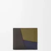 Puzzle-Münzgeldbörse mit zwei Fächern aus klassischem Kalbsleder in Oliv/Dunkelbraun