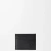 Puzzle schlichter Kartenhalter aus geschmeidigem genarbtem Kalbsleder Schwarz