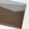 Puzzle schlichter Kartenhalter aus klassischem Kalbsleder Winterbraun/Aschegrau