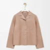Pyjama-Bluse aus Nappa-Lammleder in Beige