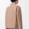 Pyjama-Bluse aus Nappa-Lammleder in Beige