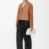 Pyjama-Bluse aus Nappalammleder in Toffee