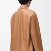 Pyjama-Bluse aus Nappalammleder in Toffee