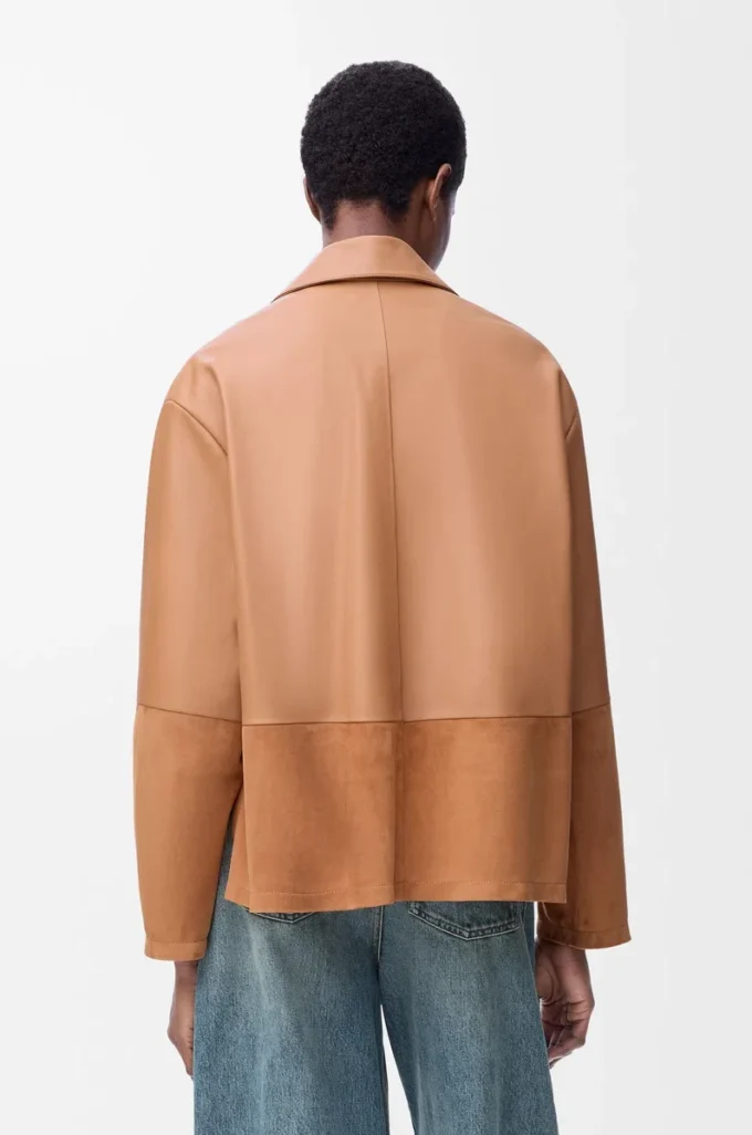 Pyjama-Bluse aus Nappalammleder in Toffee