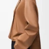 Pyjama-Bluse aus Nappalammleder in Toffee