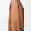 Pyjama-Bluse aus Nappalammleder in Toffee