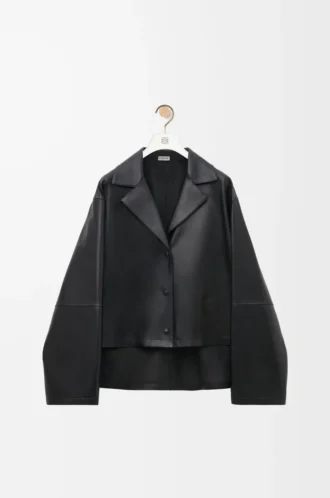 Pyjama-Bluse aus Nappalammleder Schwarz