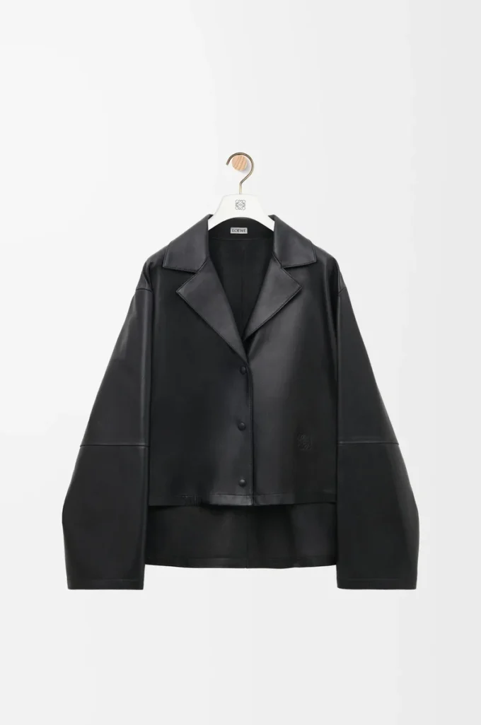 Pyjama-Bluse aus Nappalammleder Schwarz