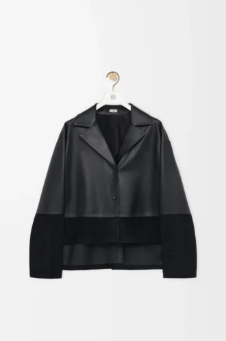 Pyjama-Bluse aus Nappalammleder Schwarz