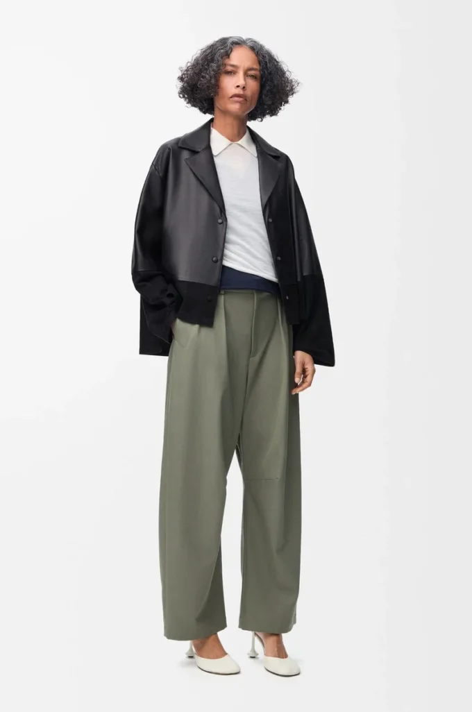 Pyjama-Bluse aus Nappalammleder Schwarz