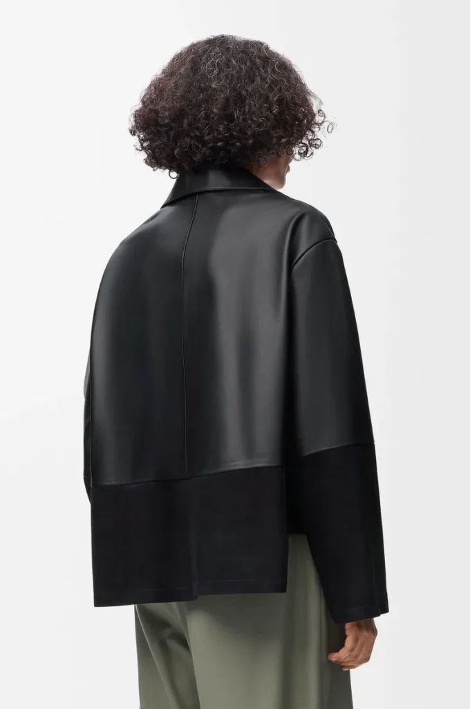 Pyjama-Bluse aus Nappalammleder Schwarz