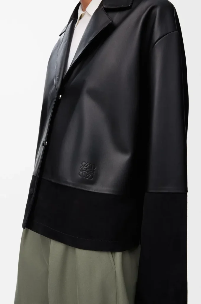 Pyjama-Bluse aus Nappalammleder Schwarz