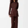 Pyjama-Hose aus Seide in Burgunderrot