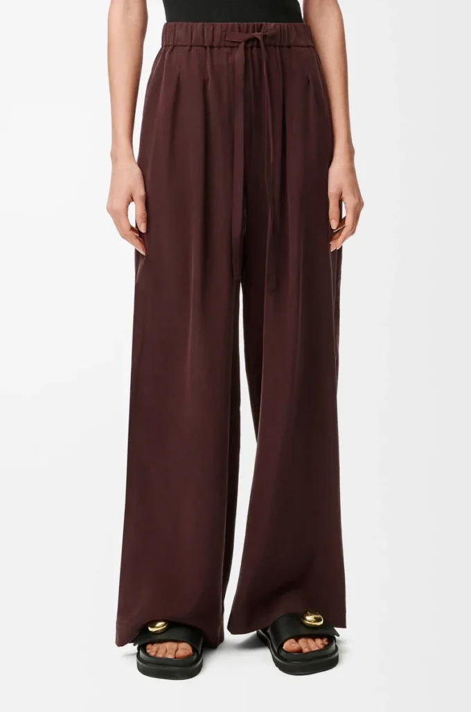 Pyjama-Hose aus Seide in Burgunderrot
