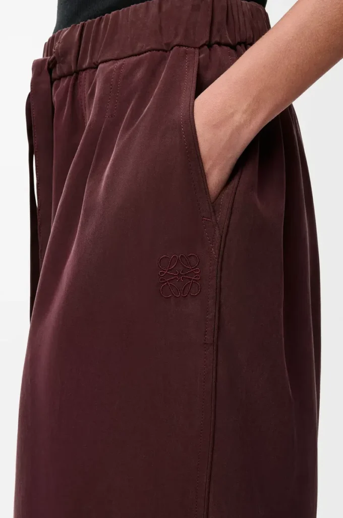 Pyjama-Hose aus Seide in Burgunderrot