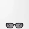Rechteckige, schmale Sonnenbrille Schwarz