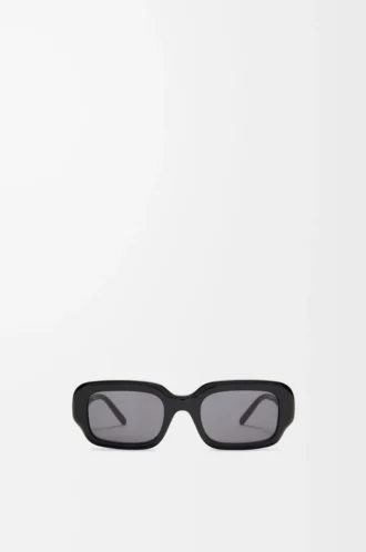 Rechteckige, schmale Sonnenbrille Schwarz