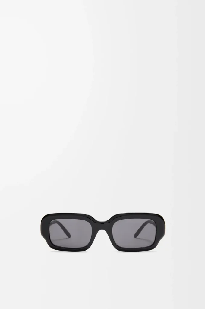 Rechteckige, schmale Sonnenbrille Schwarz