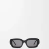 Rechteckige, schmale Sonnenbrille Schwarz