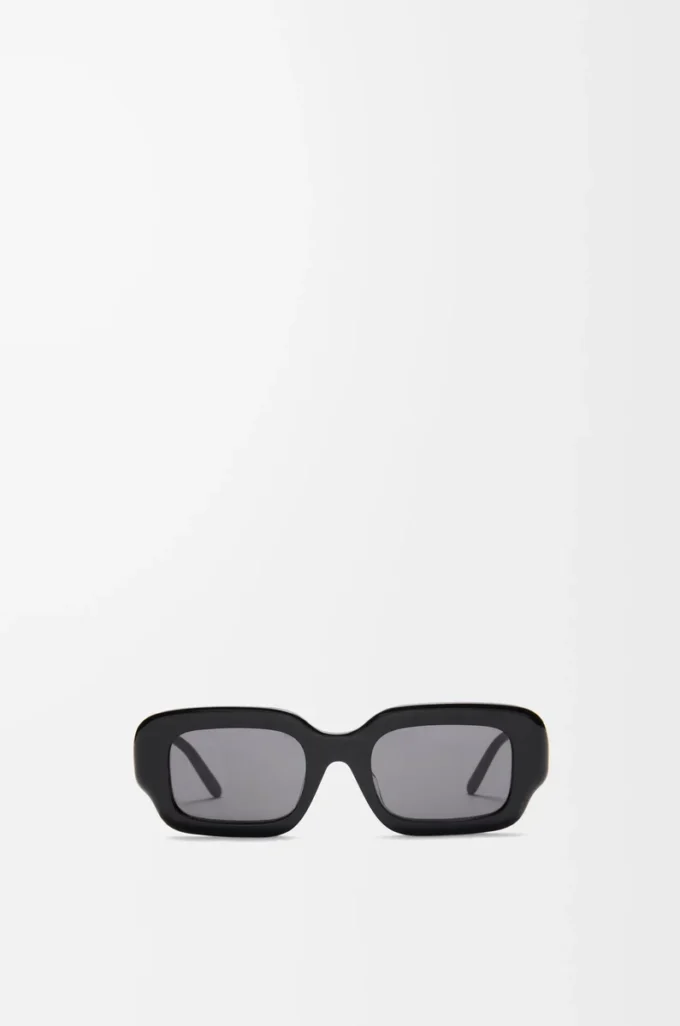Rechteckige, schmale Sonnenbrille Schwarz