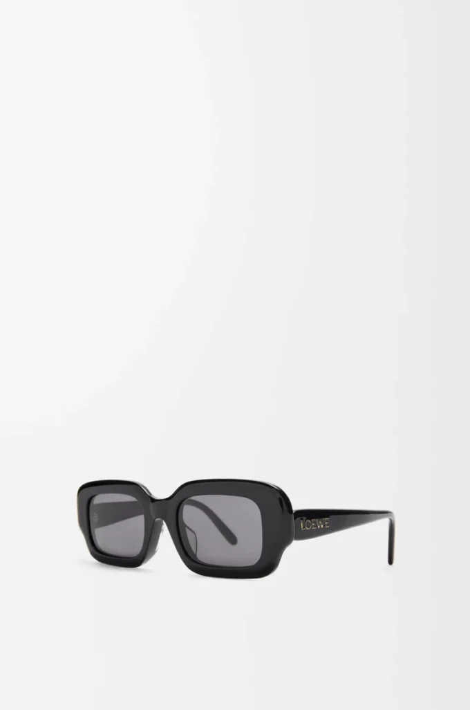 Rechteckige, schmale Sonnenbrille Schwarz
