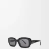 Rechteckige, schmale Sonnenbrille Schwarz