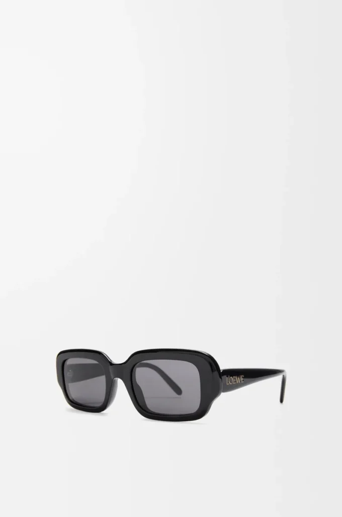 Rechteckige, schmale Sonnenbrille Schwarz