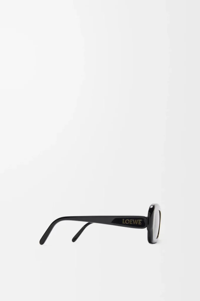 Rechteckige, schmale Sonnenbrille Schwarz