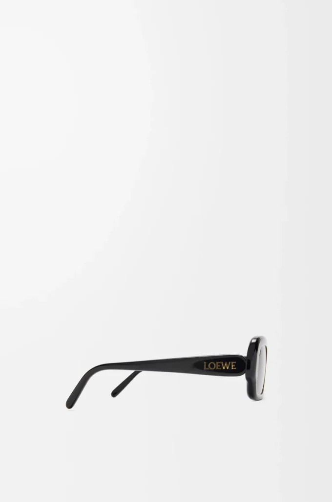 Rechteckige, schmale Sonnenbrille Schwarz