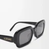 Rechteckige, schmale Sonnenbrille Schwarz