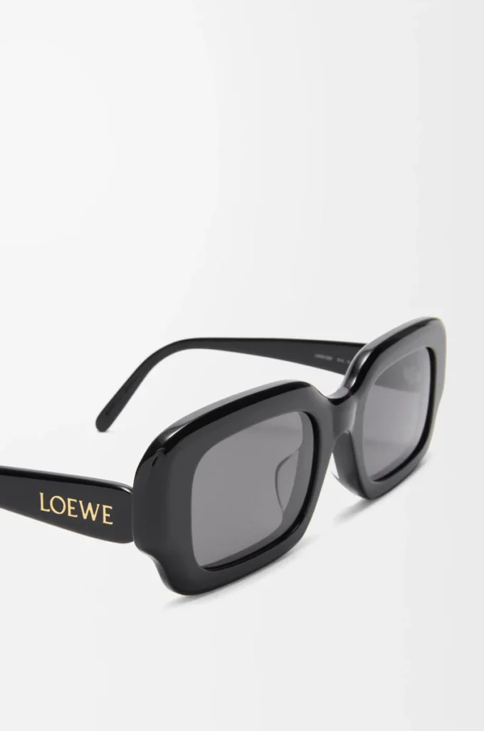 Rechteckige, schmale Sonnenbrille Schwarz