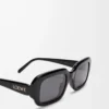 Rechteckige, schmale Sonnenbrille Schwarz
