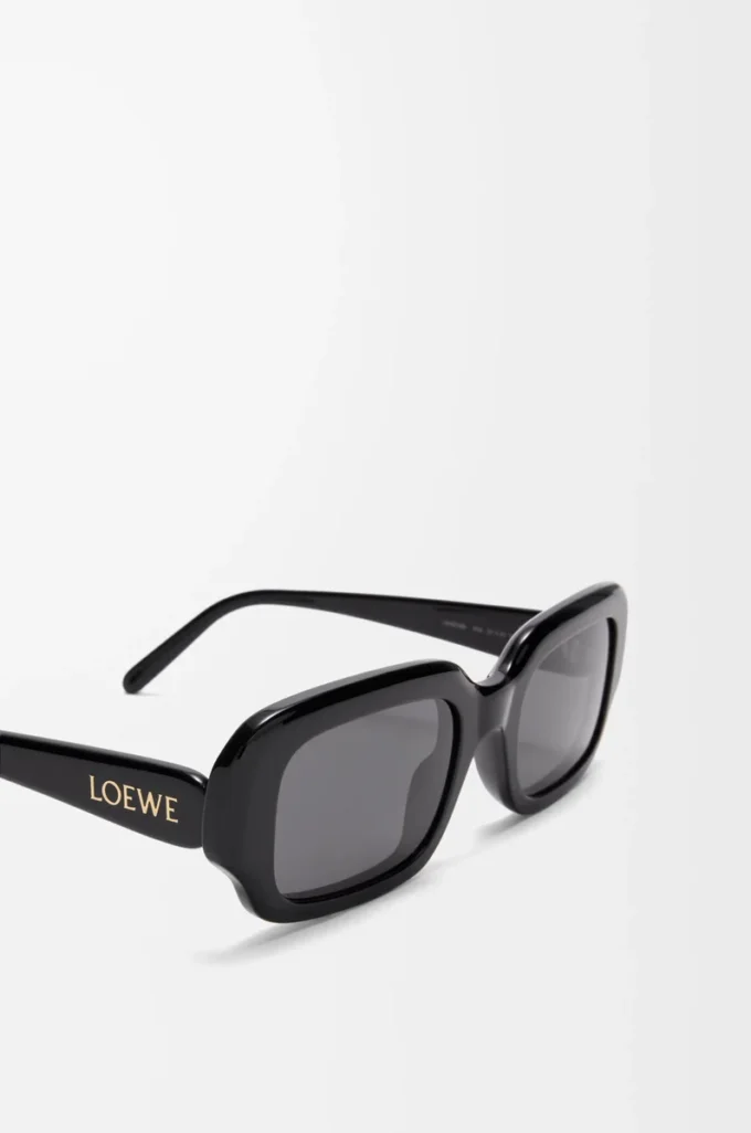 Rechteckige, schmale Sonnenbrille Schwarz