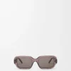 Rechteckige schmale Sonnenbrille Transparent Braun