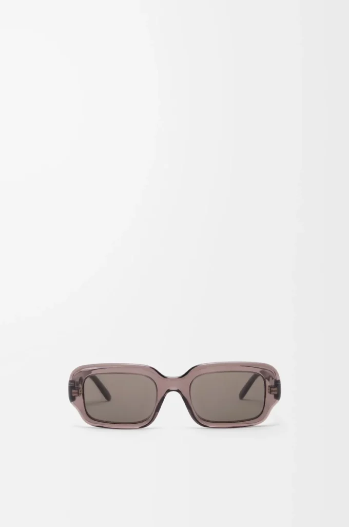 Rechteckige schmale Sonnenbrille Transparent Braun